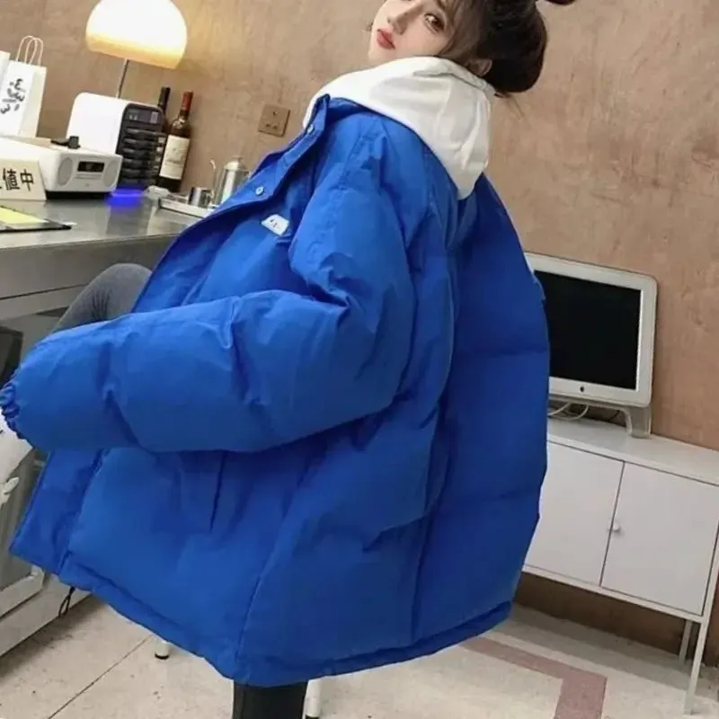 Winter Fashion Stand Collar Long Sleeve Solid Parkas Women's Clothing Casual Loose Korean Zipper Thicken Warm Simplicity Tops