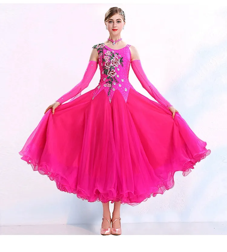 Women ballroom dance competition dresses national red blue purple tango foxtrot smooth waltz dance skirts stage performance gown