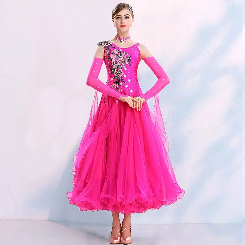 Women ballroom dance competition dresses national red blue purple tango foxtrot smooth waltz dance skirts stage performance gown