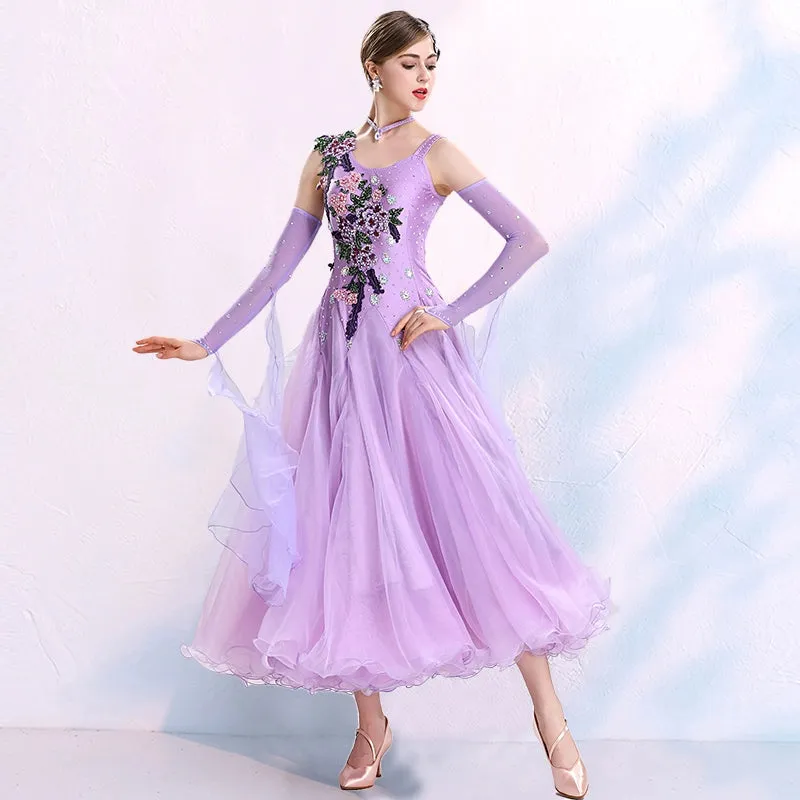 Women ballroom dance competition dresses national red blue purple tango foxtrot smooth waltz dance skirts stage performance gown