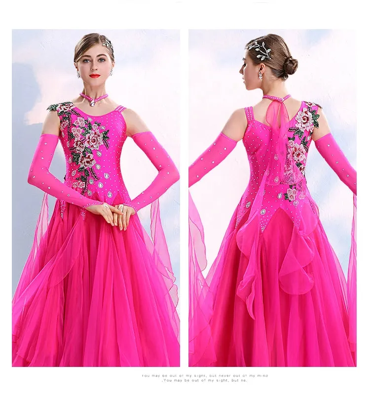 Women ballroom dance competition dresses national red blue purple tango foxtrot smooth waltz dance skirts stage performance gown