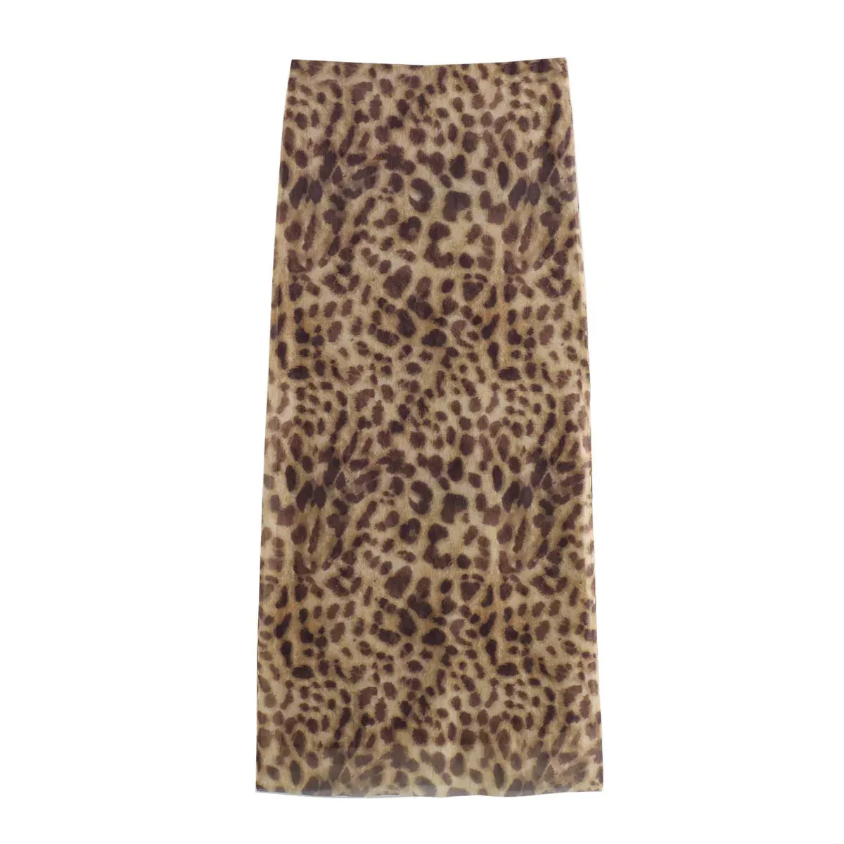 Women Leopard Tulle Midi Skirt  High Waist Elasticated Waistband Long Skirts Streetwear