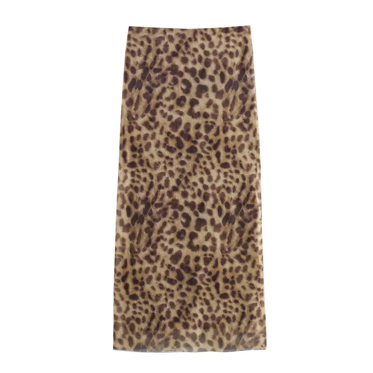 Women Leopard Tulle Midi Skirt  High Waist Elasticated Waistband Long Skirts Streetwear