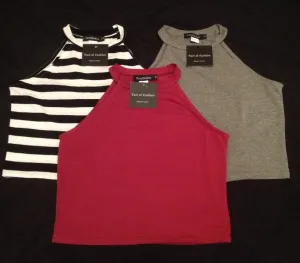 Women Tight Elastic Crop Tops Cute Sleeveless T-shirts Lady Stretchable Cropped Tees