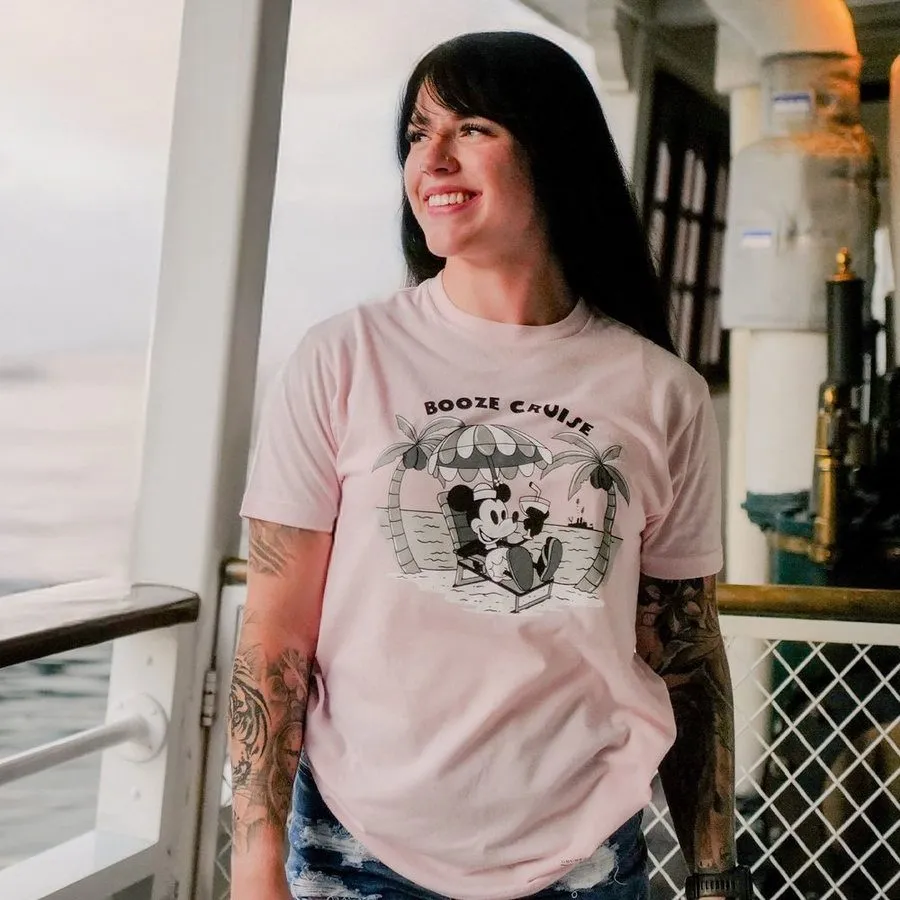 Women's Booze Cruise Boyfriend Fit T-Shirt - Light Pink