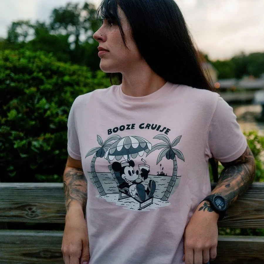 Women's Booze Cruise Boyfriend Fit T-Shirt - Light Pink
