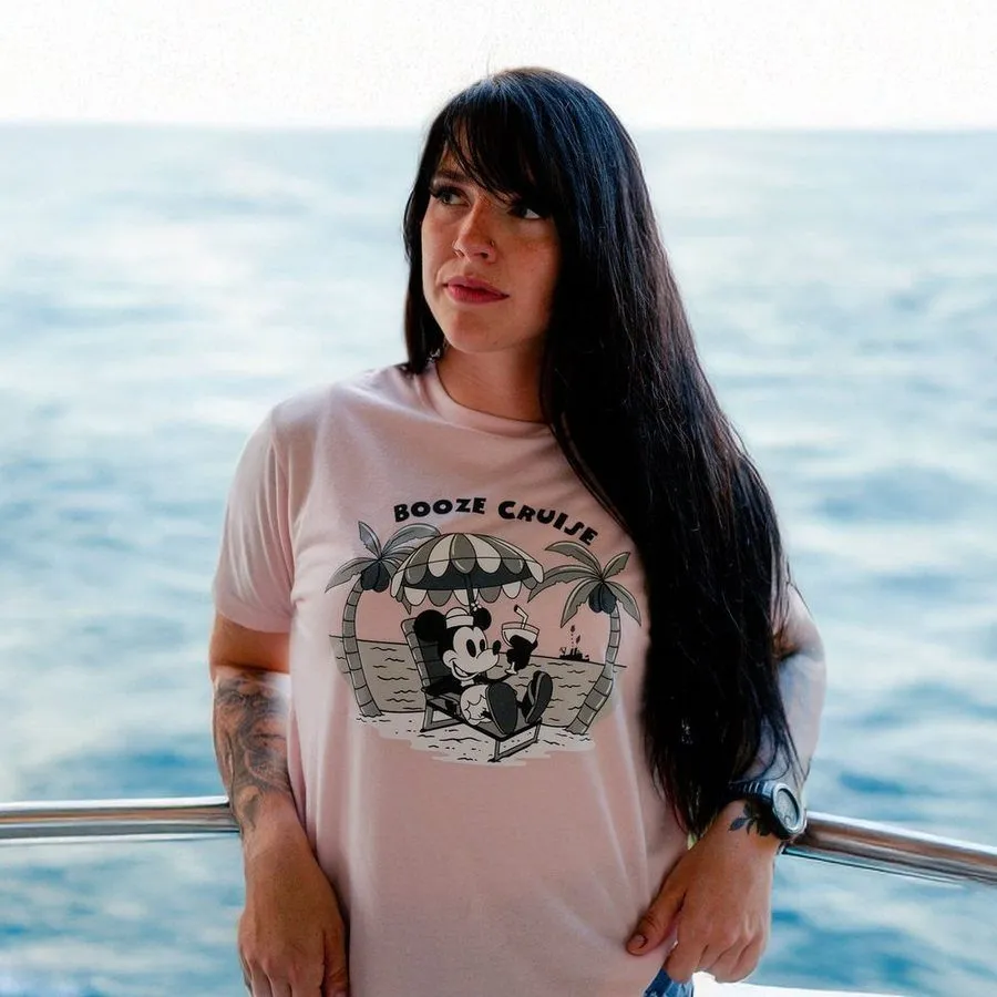 Women's Booze Cruise Boyfriend Fit T-Shirt - Light Pink