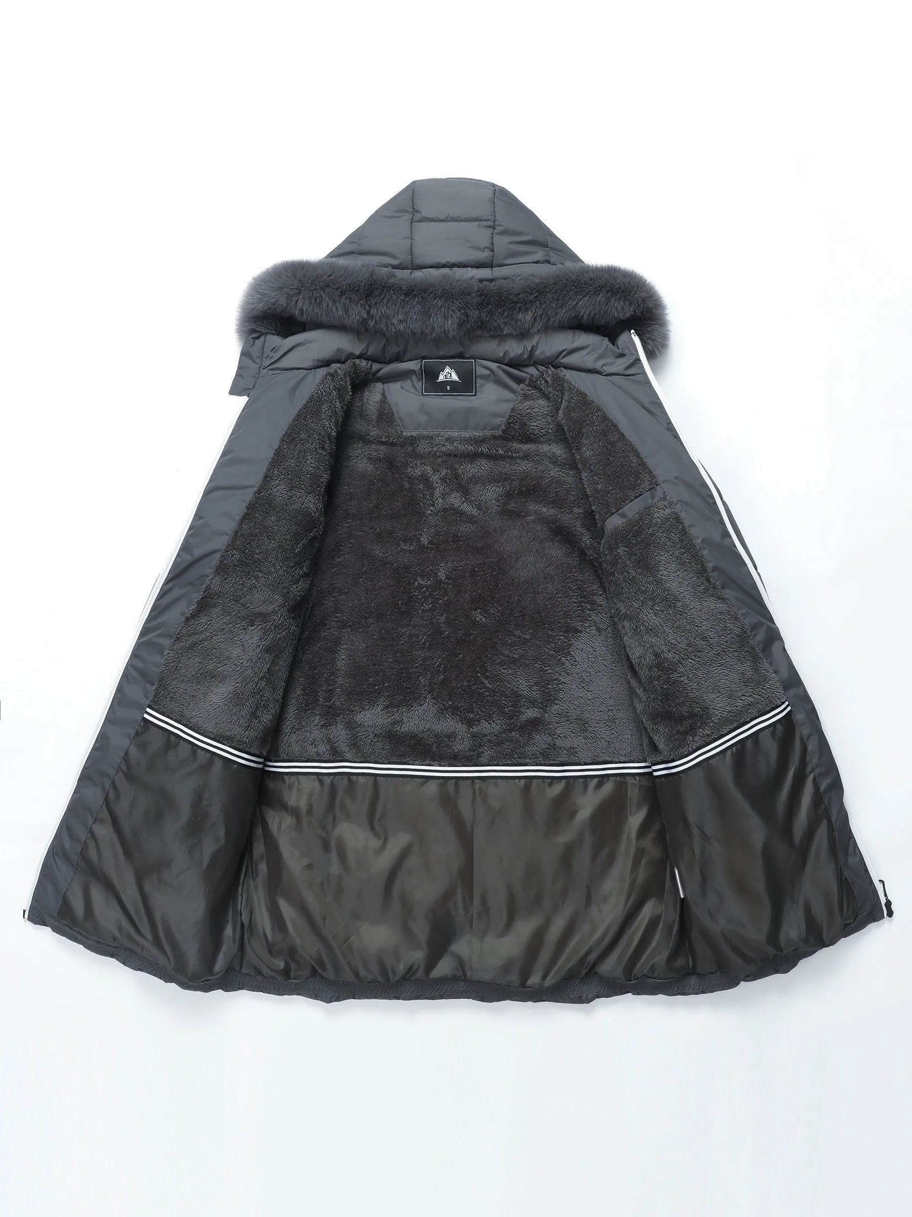 Womens Cozy Faux Fur Lined Puffy Coat  Warm  Stylish