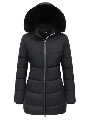 Womens Cozy Faux Fur Lined Puffy Coat  Warm  Stylish