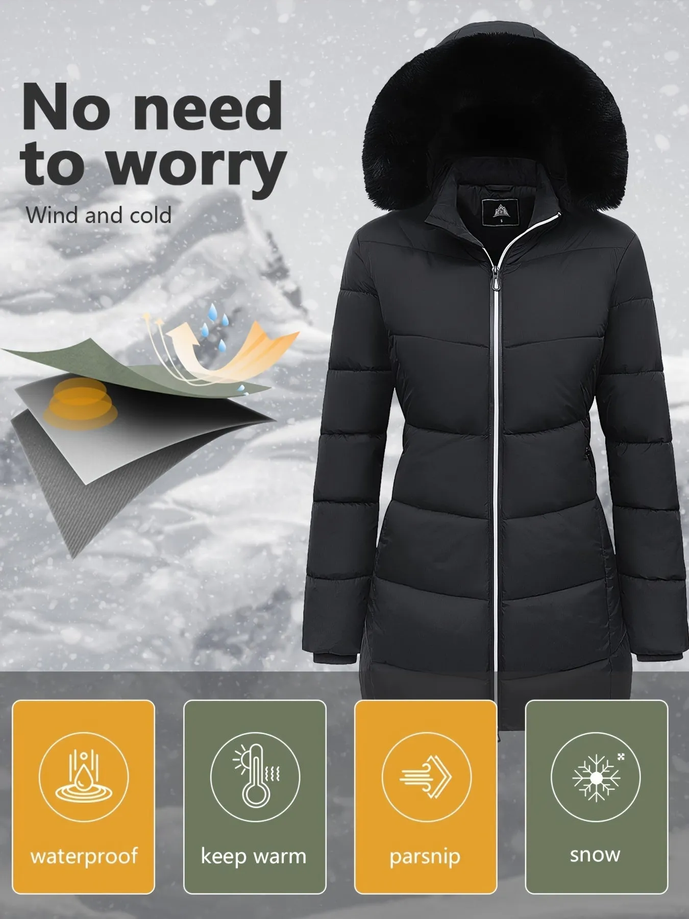 Womens Cozy Faux Fur Lined Puffy Coat  Warm  Stylish