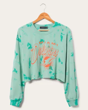 Women's Miami Dolphins Long Sleeve Loose Knit Crop