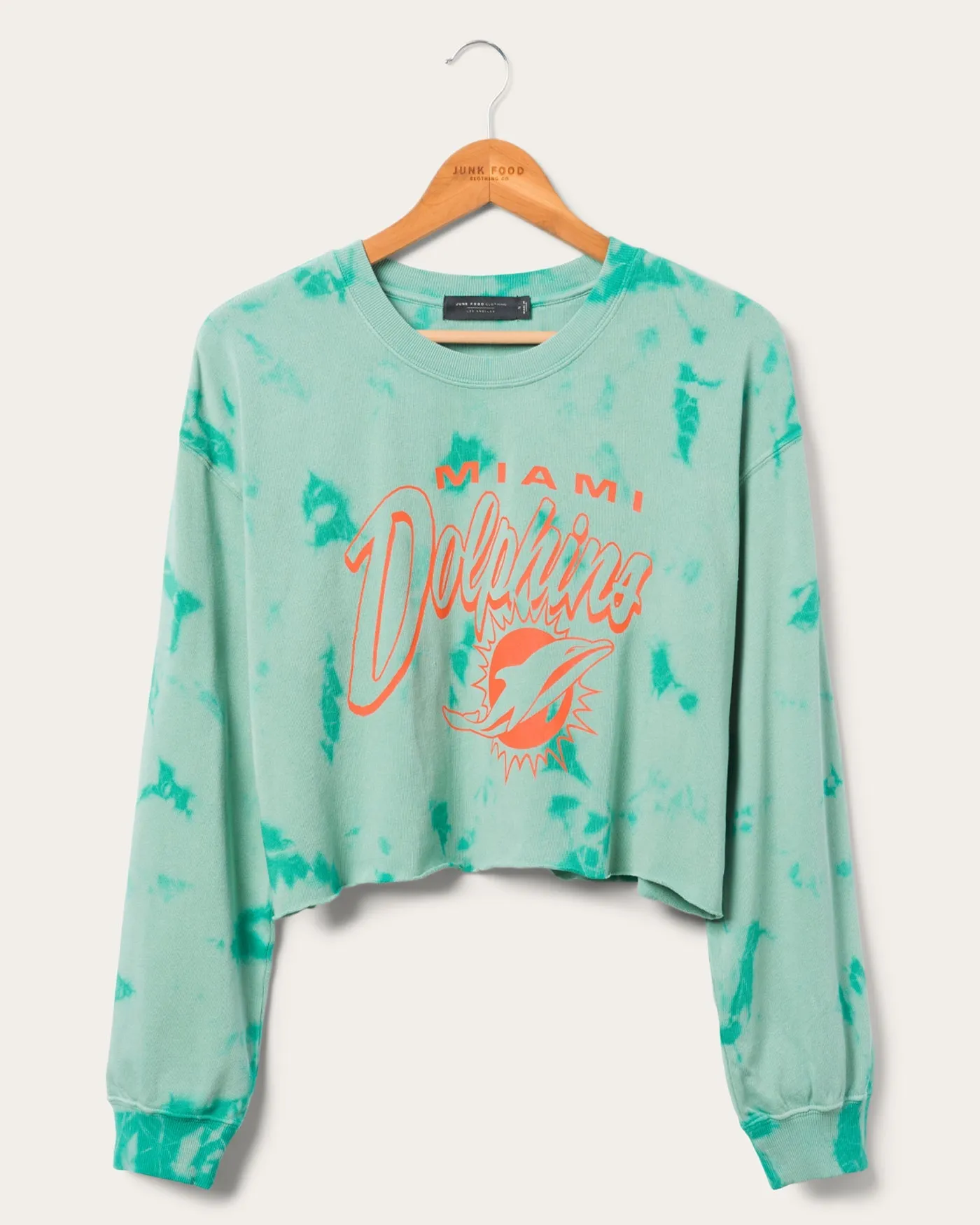 Women's Miami Dolphins Long Sleeve Loose Knit Crop