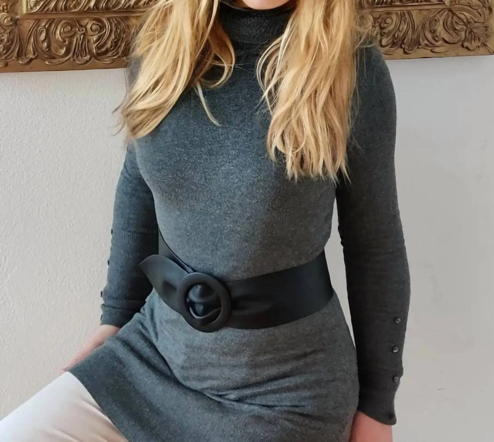 Women's Wide Ribbon Belt In Black