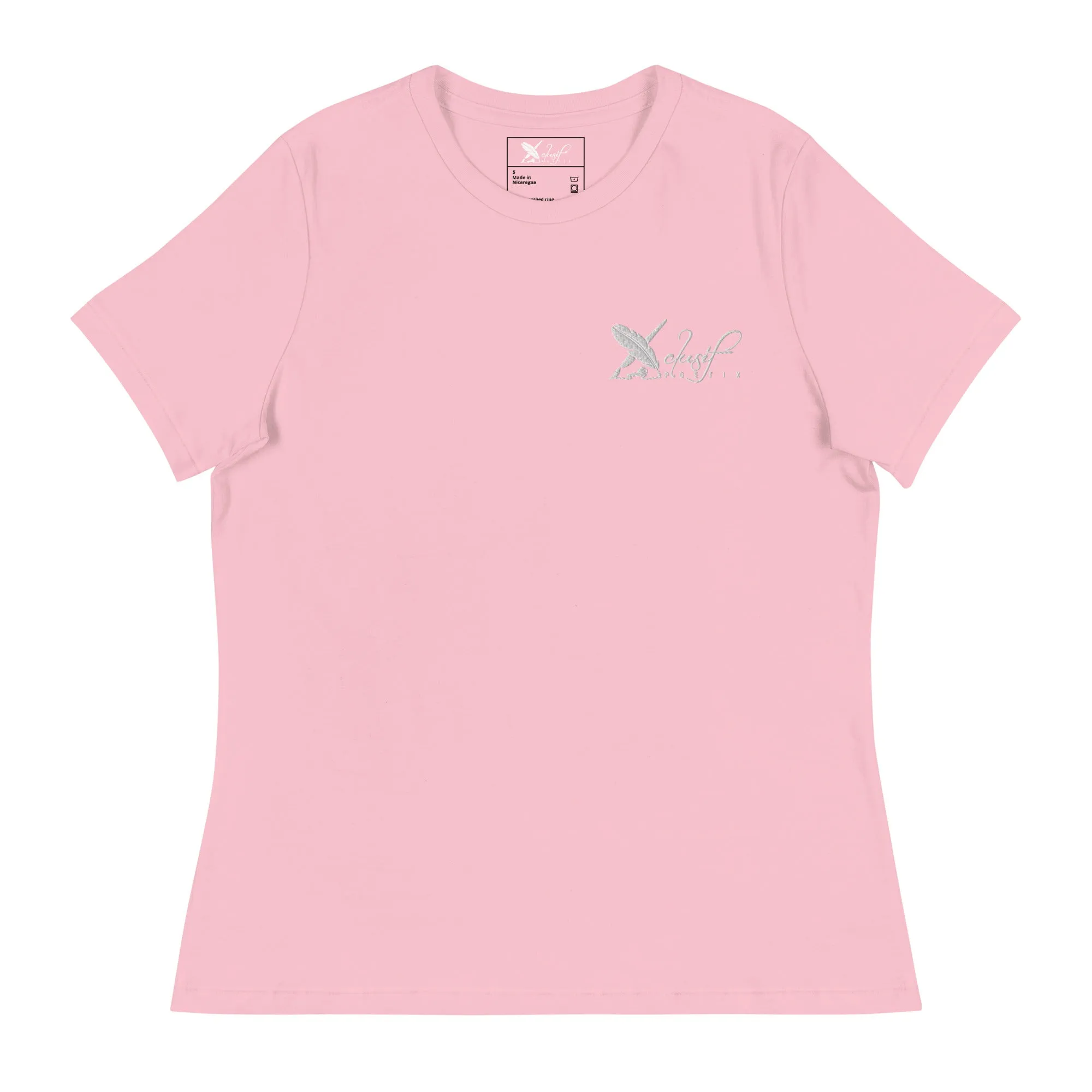 XCLUSIF POETIX WHITE LOGO Embroidery Women's Relaxed T-Shirt