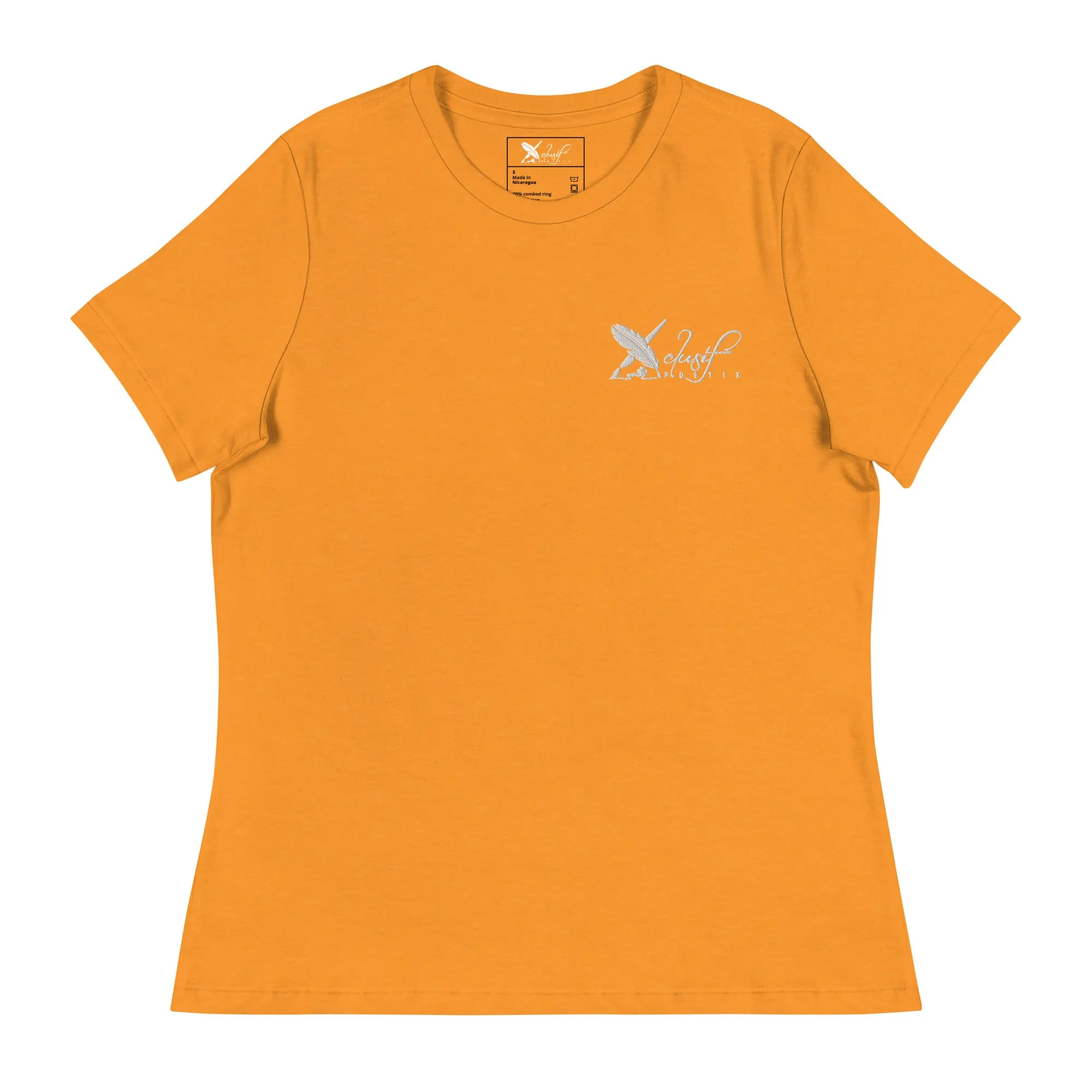 XCLUSIF POETIX WHITE LOGO Embroidery Women's Relaxed T-Shirt