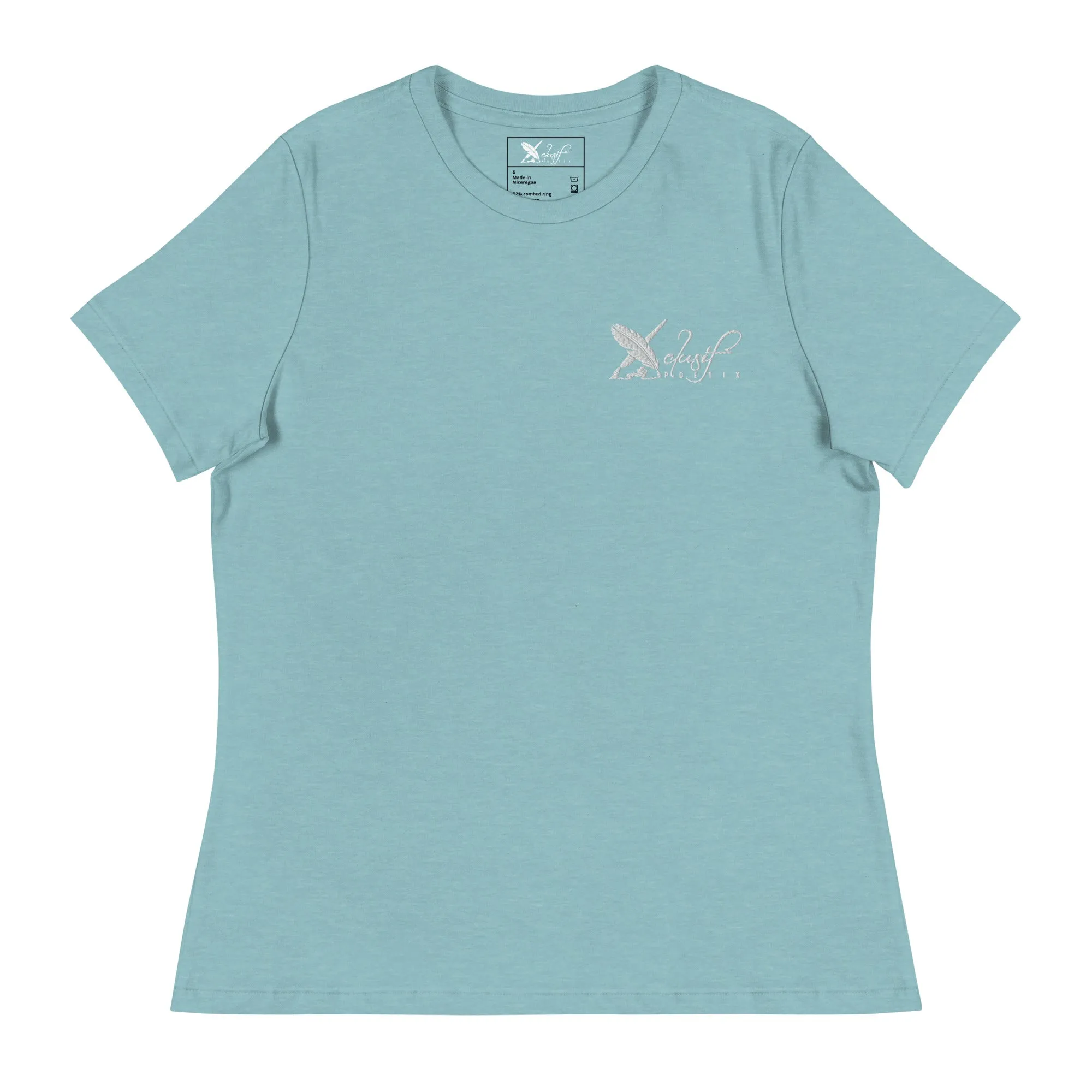 XCLUSIF POETIX WHITE LOGO Embroidery Women's Relaxed T-Shirt