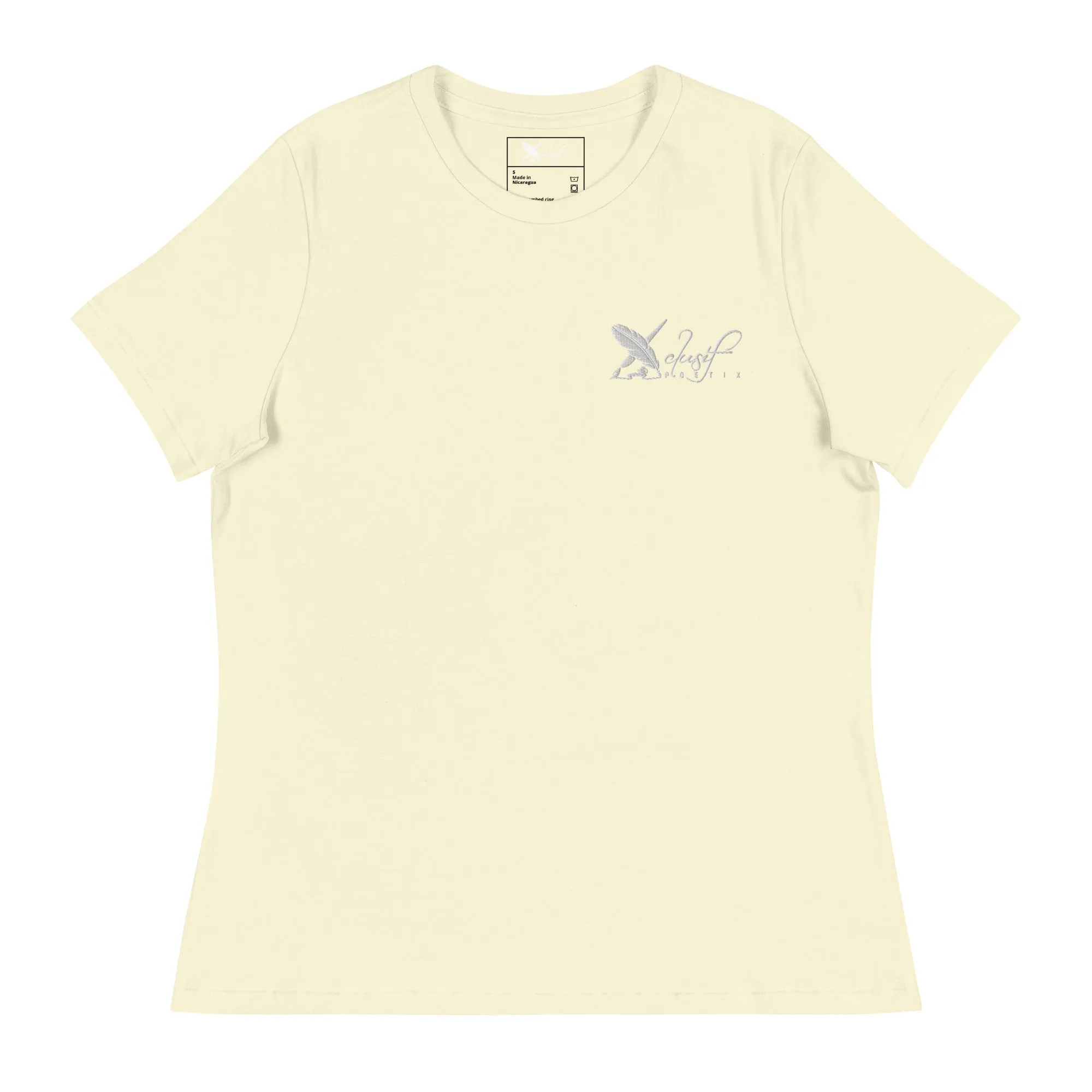 XCLUSIF POETIX WHITE LOGO Embroidery Women's Relaxed T-Shirt