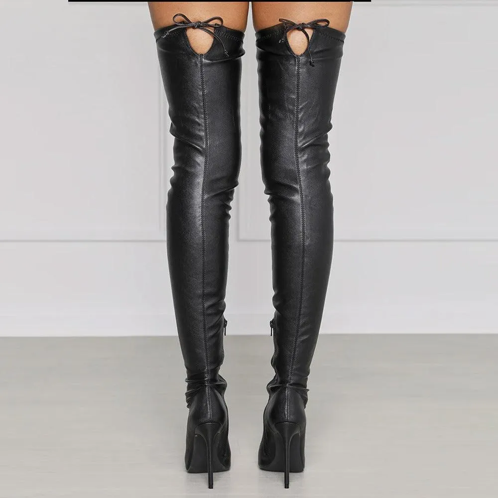 YSC PU Leather Over the Knee Boots for Stylish Looks